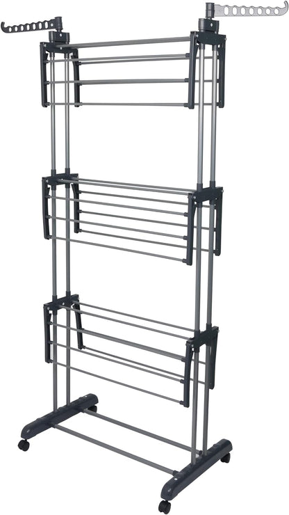 Airer Clothes Drying Rack - 4 Tier Grey Foldable