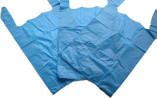 Packaging 100 x Strong 11x17x21" Blue Plastic Vest Carrier Bags