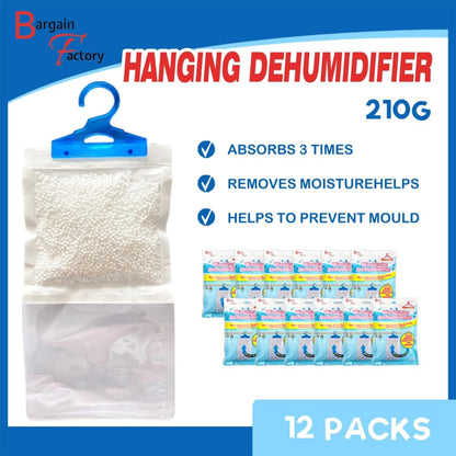 Hanging Interior Wardrobe Dehumidifier Set of 6-210g Each Bag