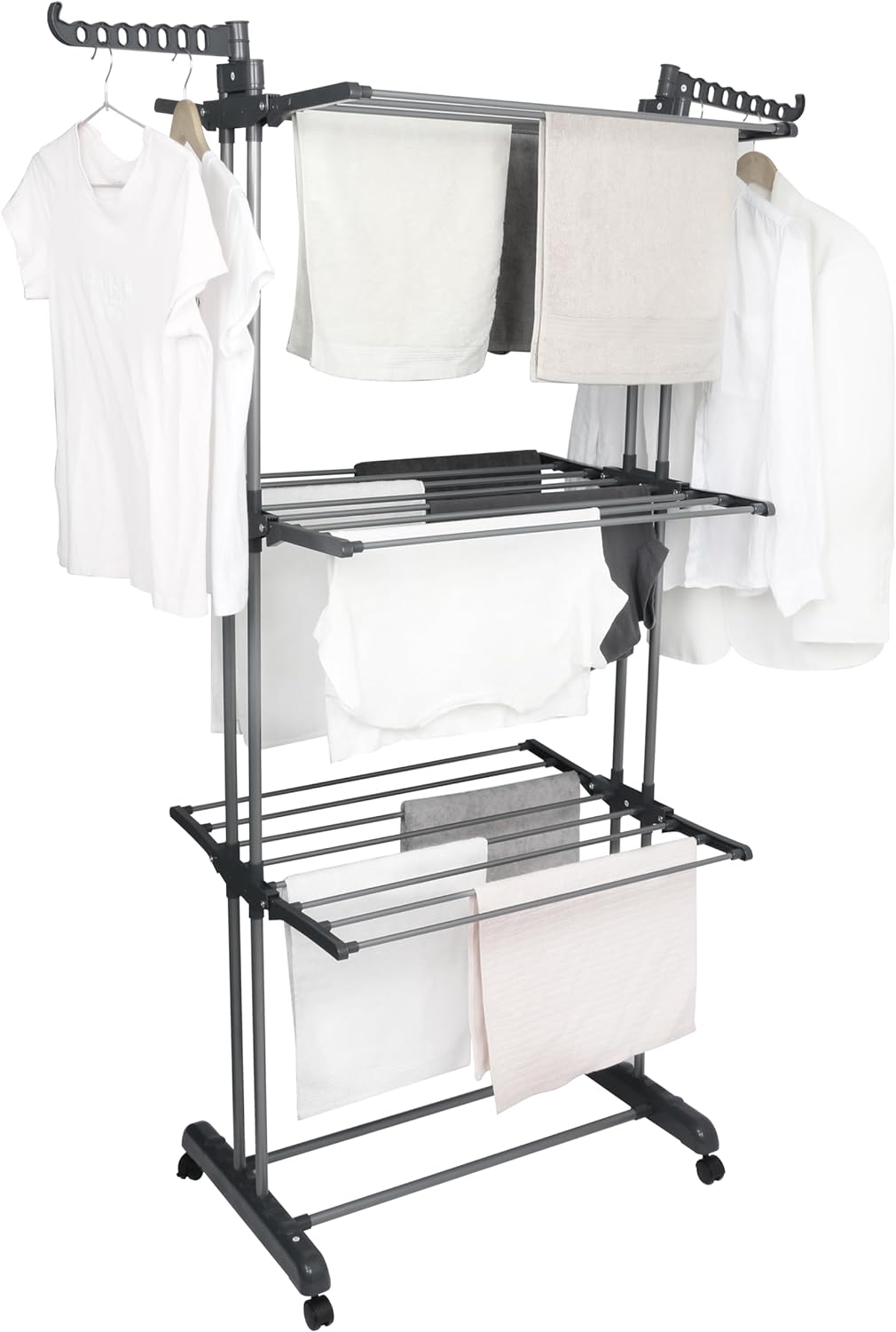 Airer Clothes Drying Rack - 4 Tier Grey Foldable