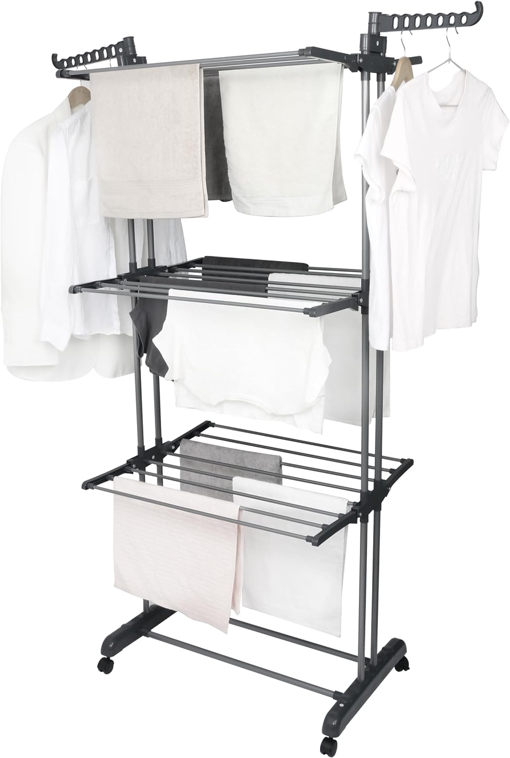 Airer Clothes Drying Rack - 4 Tier Grey Foldable