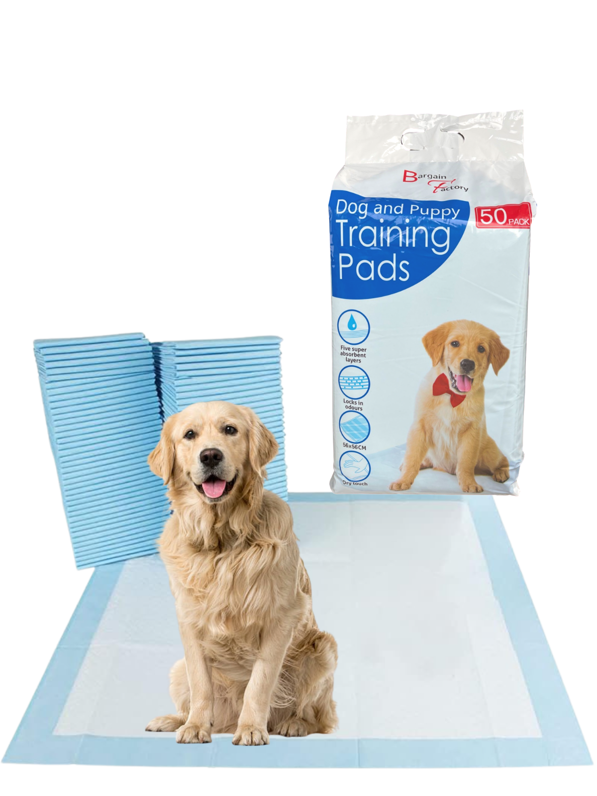 Pet Potty Training Pads for Dogs - 5 Layers Super - 56 x 56 cm - (Pack of 50/100)